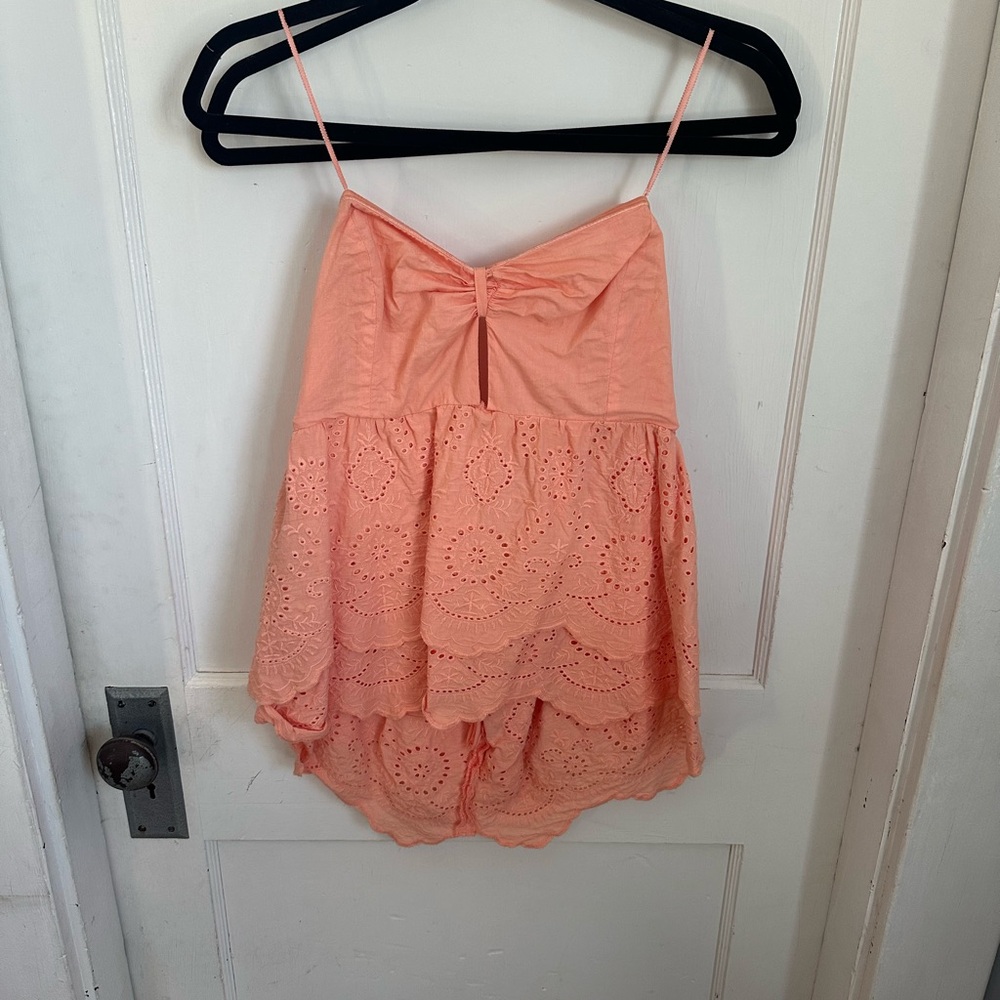 Peach Eyelet Lace Spaghetti Strap Top